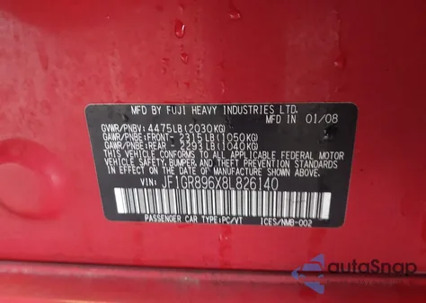 2008 Subaru Impreza Wrx Sti z USA, uszkodzony, nr VIN JF1GR896X8L826140